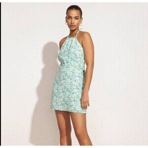 Faithfull The Brand Gaia Mini Dress Varenna Floral Print Sz 4 Green Fairy